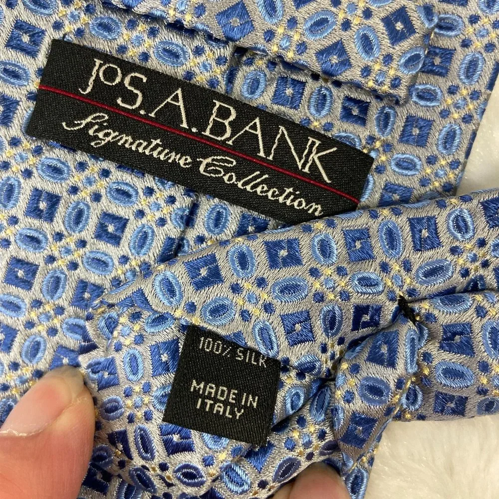 Jos.A.Bank Signature Collection - Silk Necktie Designer Geometric Tie Italy - Picture 4 of 4
